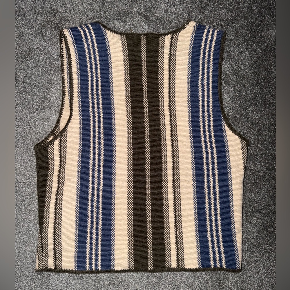 Arizona Jean Company Striped Knit Vest in Blue/ Cream and Brown - Picture 3 of 3